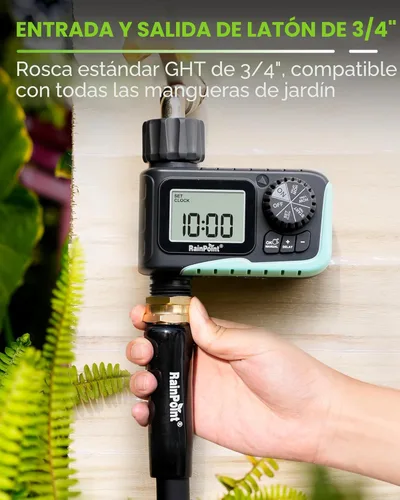 Miniatura 7 de RAINPOINT Temporizador de manguera de jardín de 1 salida con retardo de lluvia/modo de riego manual/automático para césped de piscina, temporizador