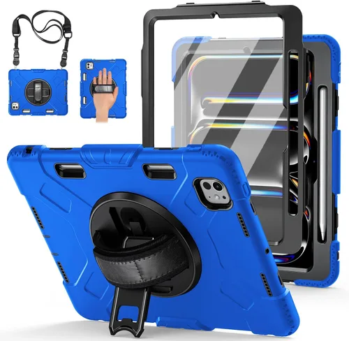 Miniatura 32 de Funda para iPad Pro 11 M5 2025/M4 2024: Funda protectora para iPad Pro de 11 pulgadas 5ª generación con protector de pantalla, soporte, asa y correa