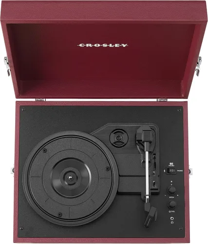 Miniatura 11 de Crosley CR8017B-BU Voyager - Tocadiscos portátil clásico de vinilo con Bluetooth de entrada/salida y altavoces integrados, color burdeos Borgoña