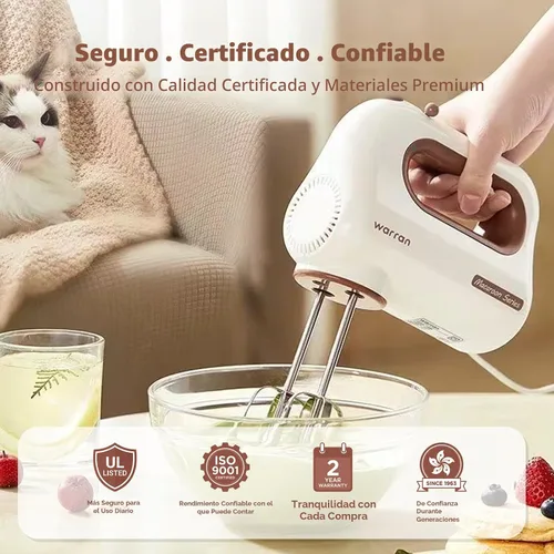 Miniatura 3 de Batidora de mano eléctrica compacta y ligera de 300W, con potente motor DC silencioso para hornear, pasteles, brownies, masa para galletas, ideal