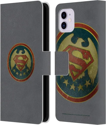 Miniatura 64 de Head Case Designs Funda de piel con licencia oficial de Superman DC Comics con logotipos negros y rojos compatible con Apple iPhone 11