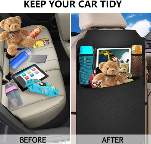 Miniatura 4 de Organizador de asiento trasero prémium para niños, paquete de 2 unidades, resistente al agua y a las manchas, protector de asiento trasero
