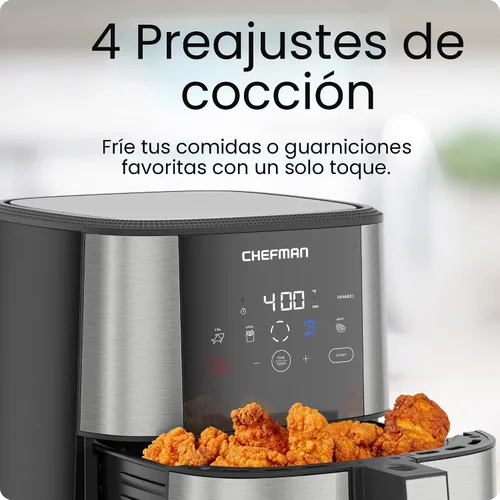 Miniatura 5 de Chefman TurboFry Touch - Freidora de aire táctil, tamaño familiar grande de 5 cuartos de galón, preajustes de control digital con un toque, papas