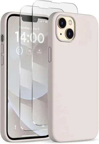 Miniatura 24 de Funda de silicona diseñada para iPhone 14 Plus, con 2 protectores de pantalla, funda protectora de cuerpo completo a prueba de golpes, funda delgada