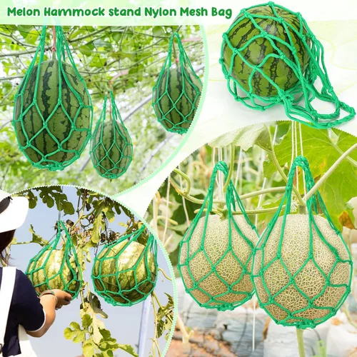 Miniatura 6 de Nuenen 6 unidades de redes para hamaca de melón para melones con bridas blancas para evitar que se caigan, bolsas de malla enrejadas para cultivo