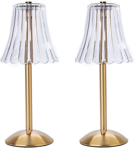 Miniatura 11 de HEQET Lámparas de mesa inalámbricas para el hogar, mesa, comedor, lámparas recargables doradas, lámpara de mesa LED de latón portátil