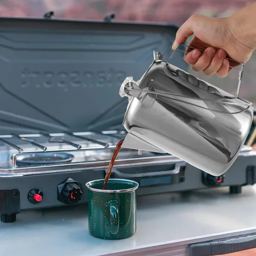Miniatura 8 de Cafetera de camping – Percolador de estufa con perilla de vidrio superior transparente – Cafetera de camping para viajes de preparación rápida