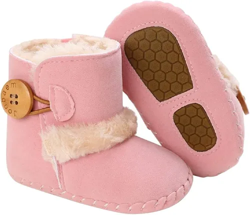 Jonbaem Botas de invierno para bebés recién nacidos y niñas con suela suave para invierno, cálidas, para cuna