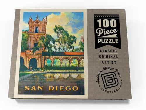 Miniatura 4 de MyPuzzle San Diego, CA: Balboa Park, póster vintage, rompecabezas prémium de 100 piezas para adultos