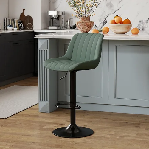 Miniatura 14 de Youhauchair - Juego de 1 taburete de bar, taburetes giratorios de altura de mostrador con respaldo, sillas de bar ajustables de piel sintética