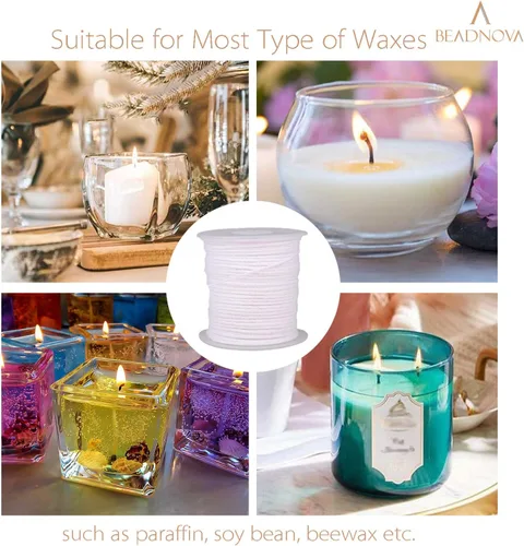 Miniatura 5 de BEADNOVA Candle Wick - Mecha trenzada de algodón trenzado de 400 pies para velas y fabricación de velas (400.3 ft/134 yardas/400 pies)