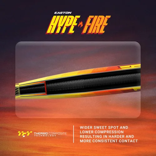Miniatura 2 de Easton Hype FIRE bate de béisbol USSSA Drop -5/-8/-10 Barril de 2 3/4" Compuesto de 2 piezas Naranja Fuego