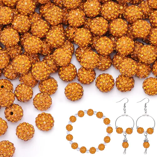 Miniatura 20 de 100 cuentas de diamantes de imitación de 0.394 pulgadas para la fabricación de joyas, 10 cuentas redondas brillantes de discoteca de Shamballa