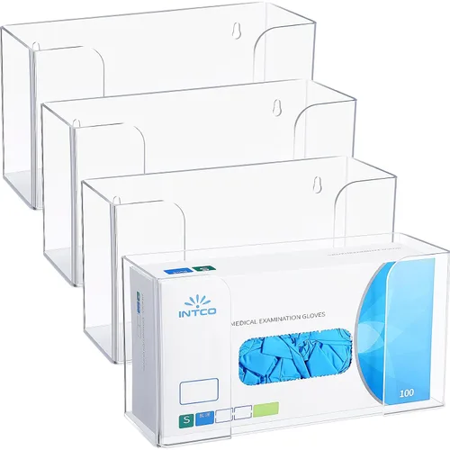 Soaoo 4 piezas de soporte de acrílico para guantera, dispensador de guantes para montaje en pared, guantera de acrílico transparente, organizador