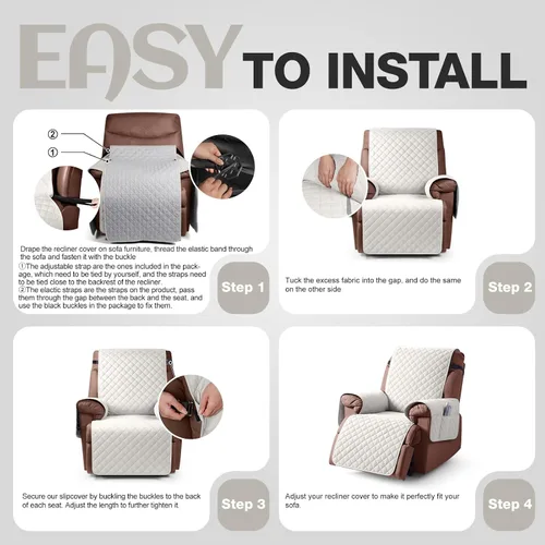 Miniatura 7 de KinCam Funda 100% impermeable para silla reclinable, fundas de sofá reclinable para mascotas, perros, funda de sofá reclinable, protector de muebles