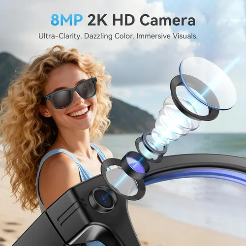 Miniatura 2 de AI Smart Glasses for Men Women with Camera,8MP 2K HD Camera Glasses,AI Voice Control and Translation,Smart Anti-Blue Light Glasses with Bluetooth