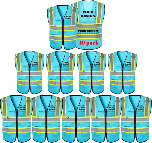 Miniatura 25 de Chaleco de seguridad reflectante de alta visibilidad con 5 bolsillos y cremallera clase 2 para adultos, unisex, ropa de trabajo de seguridad
