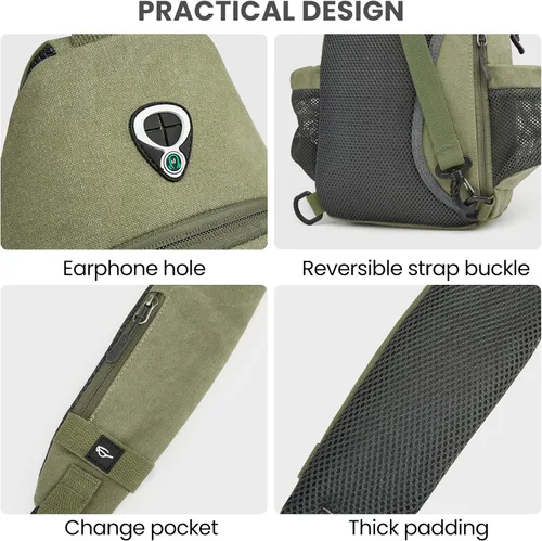 Miniatura 6 de G4Free - Mochila de lona con asa cruzada y puerto de carga USB con bloqueo RFID, mochila de pecho para senderismo, mochila de día para hombres