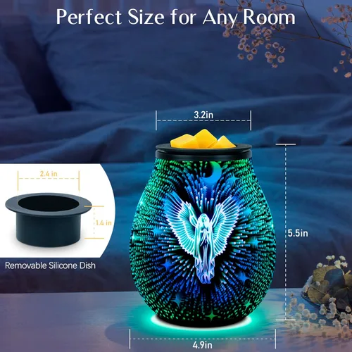 Miniatura 6 de Calentador de cera para cera perfumada, derretidor de cera de vidrio para fragancia del hogar con bandeja extraíble, calentador de aceite esencial