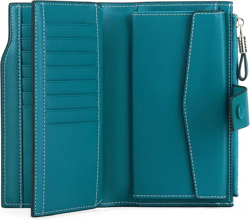 Miniatura 6 de SENDEFN - Cartera de cuero para mujer, portatarjetas con bloqueo RFID, monedero para mujer con cierre