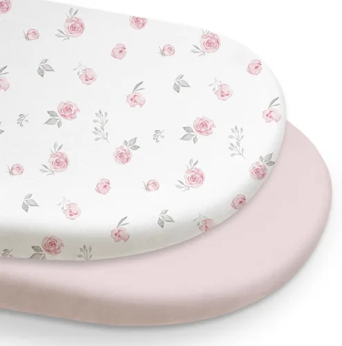 Miniatura 9 de Gllquen Baby - Sábanas ajustadas para moisés de 2 unidades, 100% algodón orgánico para niñas y niños, sábana suave y transpirable unisex para Rosa