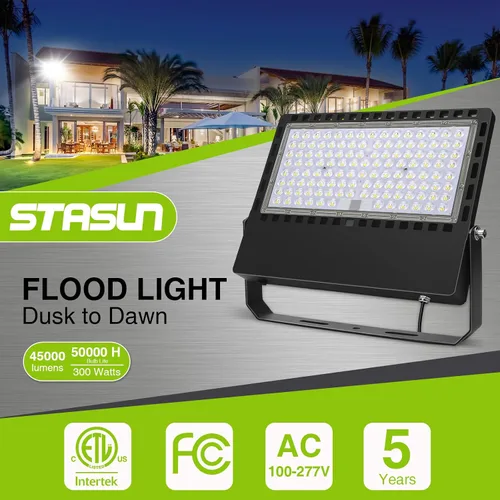 Miniatura 2 de STASUN Luz de inundación LED de 300 W 45000 lm del anochecer al amanecer Fotocélula al aire libre - Serie Flying Ultra, certificado ETL 5000K luz