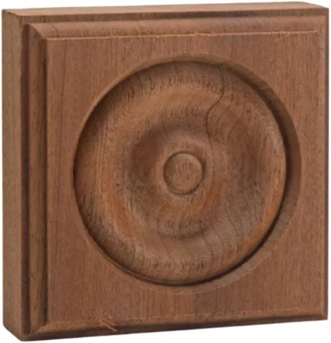 Miniatura 5 de EWAP30 Rosette Casing Corner Block 1" x 3" Cuadrado Sin Terminar, Cereza