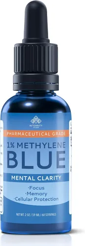 Solución de gotas azul de metileno al 1% – Grado farmacéutico azul de metileno, fórmula a base de agua de alta pureza | Frasco cuentagotas de 2.1 fl