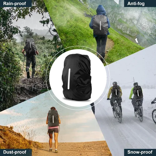 Miniatura 6 de LAMA Paquete de 2 fundas impermeables para mochila, protector reflectante a prueba de lluvia para antipolvo y antirrobo, tamaño M