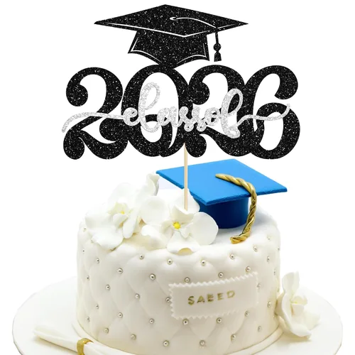 Miniatura 23 de Gyufise 1 decoración de pastel de graduación azul 2024 de felicitaciones para tartas de graduación 2024, decoración de pastel con purpurina