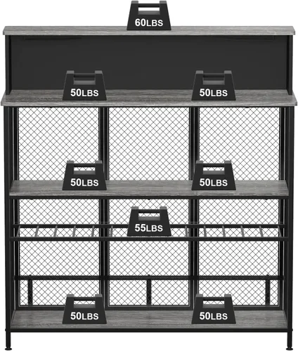 Miniatura 6 de GDLF Mueble de bar para el hogar, gabinete de licor con almacenamiento y reposapiés para bar de cocina en el hogar (gris)