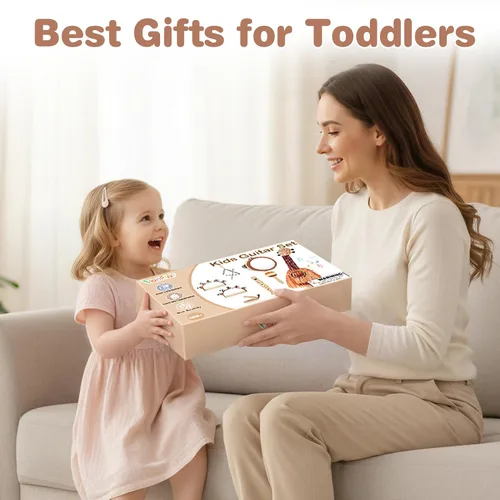 Miniatura 5 de Conjunto de Guitarra para Niños - Juguetes Musicales para Regalos de Cumpleaños de Niños de 2 3 Años, Juguetes Montessori para Niñas de 2 Años