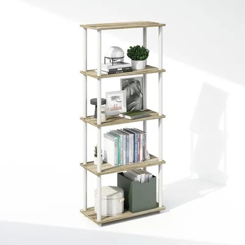 Miniatura 13 de Furinno Turn-N-Tube Estantes de almacenamiento, estante esquinero de 4 niveles, estante de exhibición de montaje sin herramientas, estantería