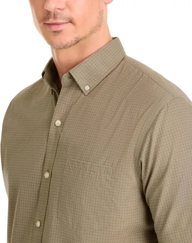 Miniatura 5 de Van Heusen Camisa de cuadros de manga corta con cuello abotonado para hombre sin arrugas