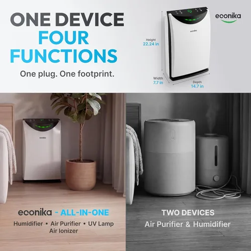 Miniatura 4 de Humidificador 4 en 1 y purificador de aire en una habitación grande, purificador de aire HEPA Combo con luz UV, limpiador de habitación grande