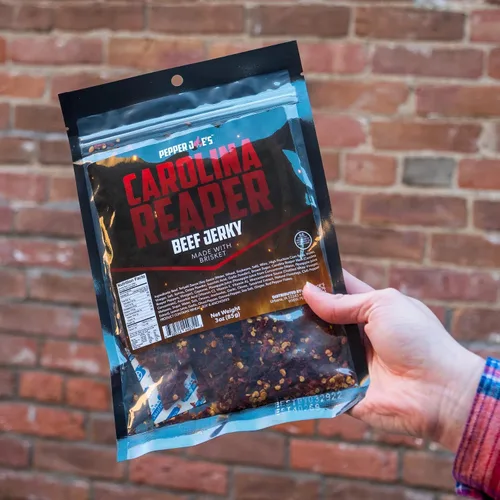 Miniatura 4 de Pepper Joe's Carolina Reaper Beef Jerky – Cecina de res picante peligrosamente deliciosa con pimienta más picante del mundo y cortes de pechuga