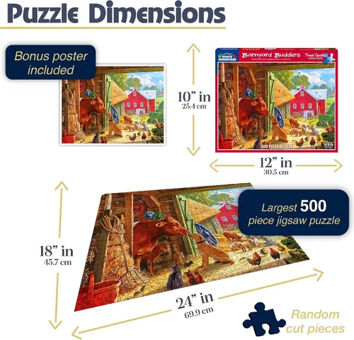 Miniatura 2 de White Mountain Puzzles Barnyard Buddies - Rompecabezas de 500 piezas