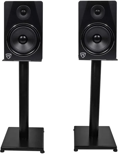 Miniatura 6 de Rockville RS21B - Soportes para altavoces de estantería de 21 pulgadas de acero, capacidad de 27 kg, gestión de cables, almohadillas anti-vibración