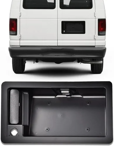 Miniatura 8 de CNNELL Manija de puerta de carga trasera y soporte de placa de matrícula compatible con Ford Van E150 E250 E350 1992-2007