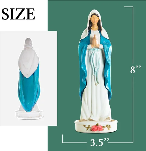 Miniatura 2 de Estatua de soporte para rosario de Virgen María, 8 pulgadas, decoración católica de Madonna Blessed Mother Mary, regalo de rosario para mujeres