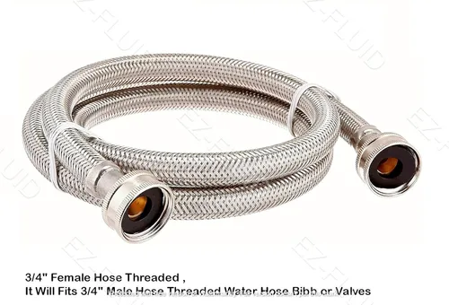 Miniatura 3 de EZ-Fluid Manguera de suministro para lavadora portátil de 72 pulgadas, manguera de electrodomésticos, trenzado de acero inoxidable a prueba