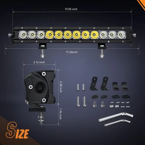Miniatura 9 de Nilight Barra de luz LED de 16 pulgadas, 60 W, haz combinado de focos de inundación, 7200 lm, Osram P8/5 W, luces delgadas de una sola fila, luces