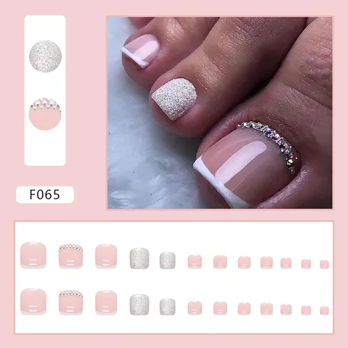 Miniatura 2 de Uñas postizas acrílicas artificiales negras para los dedos de los pies, ataúd a presión con diseños de flores blancas, uñas postizas reutilizables