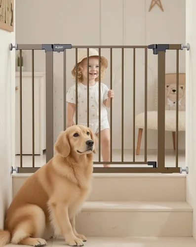 Miniatura 14 de Puerta de bebé de 29.5-40.5 pulgadas para escaleras, puerta para perros para puertas, puerta de seguridad de metal para bebés con cierre automático