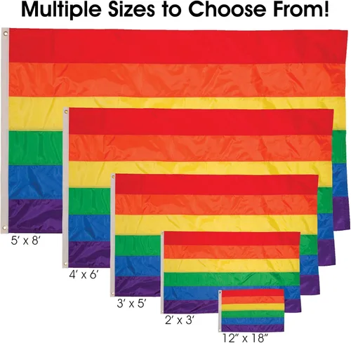 Miniatura 4 de In the Breeze 3699 - Bandera de arco iris de 3 pies por 5 pies, bandera con ojales y rayas cosidas, 3699