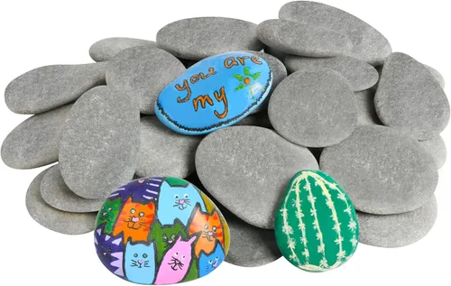 Simetufy 35 rocas grandes para pintura, piedras planas de 2 a 3 pulgadas para manualidades y manualidades, rocas lisas seleccionadas a mano