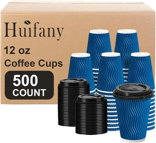 Miniatura 14 de Paquete de 100 tazas de café desechables de 8 onzas con tapas, tazas de café calientes aisladas para bebidas calientes y frías