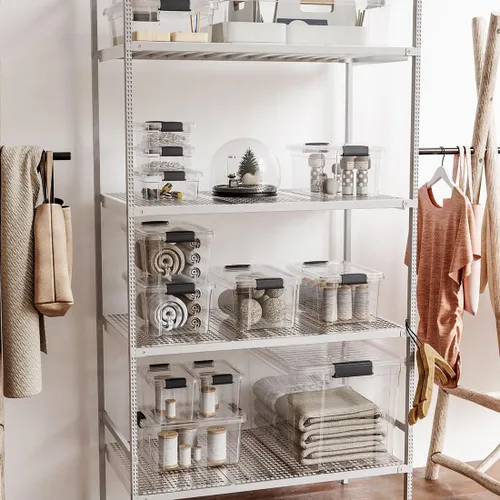 Miniatura 9 de Superio Cajas de almacenamiento transparentes con tapas, contenedores de plástico de 1.27 cuartos de galón para organizar, cajas apilables, sin BPA