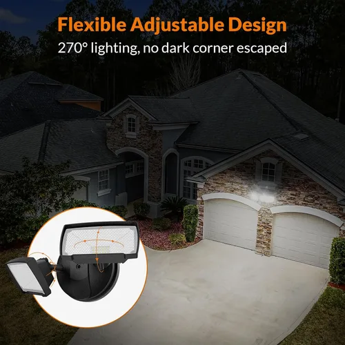 Miniatura 4 de Lepower Reflector LED de 3,000 lm para exteriores, de seguridad, controlada por interruptor, de 28 vatios con 2 cabezales ajustables, 5,500 K, Negro
