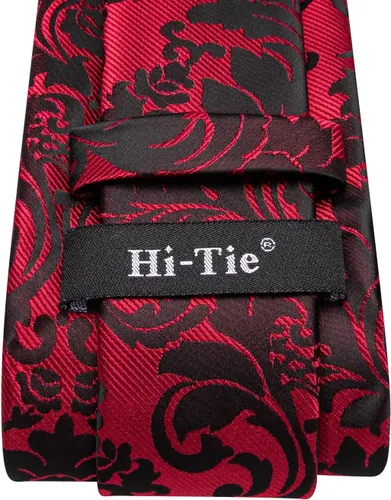Miniatura 318 de Hi-Tie Corbatas de seda para hombre, diseño de cachemira a rayas, con bolsillo, gemelos cuadrados, conjunto formal de negocios